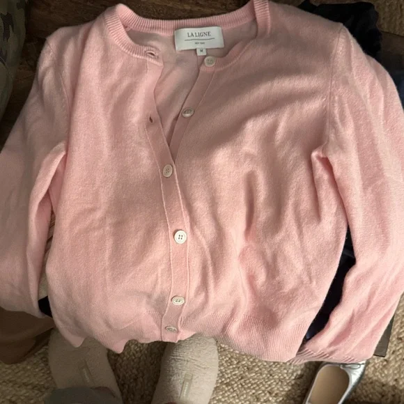 La Ligne Pink Button-Up Cardigan